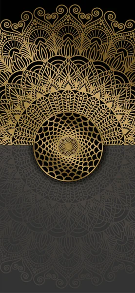 Elegantes Luxuriöses Ornamentales Mandala Design Goldfarbe Auf Schwarzem Hintergrund Mandala — Stockvektor