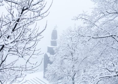 Kiev kışın Volodymyr Anıtı