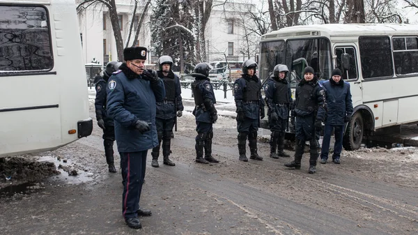 Riot policji podczas protestów euromaidan w Kijowie, grudnia 2013 r. — Zdjęcie stockowe