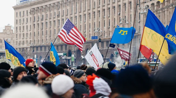 Protester av euromaidan i kiev, december 2013 — Stockfoto