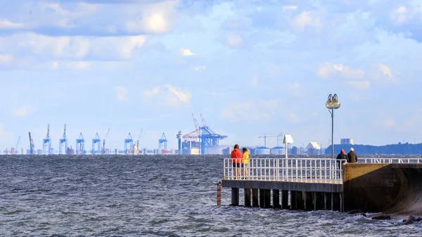 Vista Puerto Gdansk Desde Muelle Gdynia Polonia — Foto de Stock