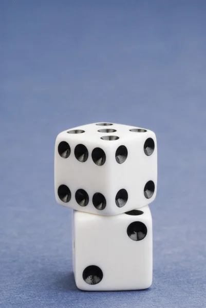 Two dices on blue background — Stock Photo, Image