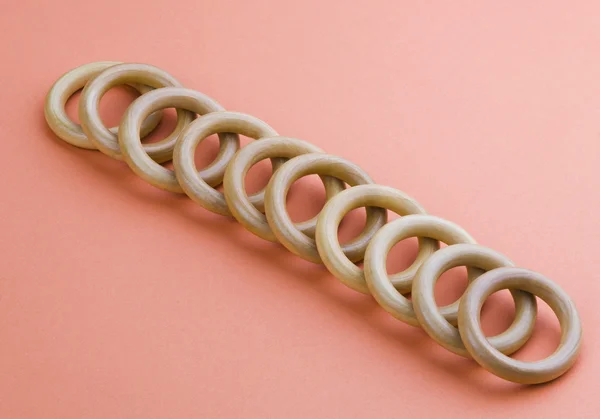 Curtain rings in a row — Stock Photo, Image