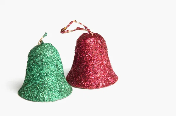Dzwonki Boże Narodzenie czerwony i zielony — Zdjęcie stockowe