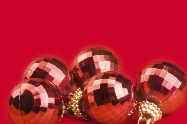 Five red baubles — Stock Photo, Image