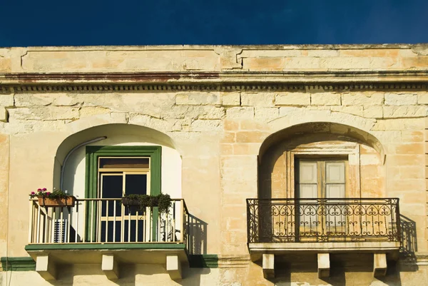 Balconies of a building, Valetta — Stock Photo, Image