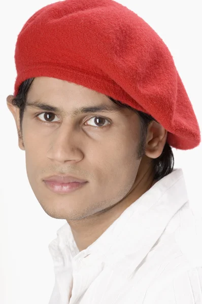 Mann mit rotem Hut — Stockfoto