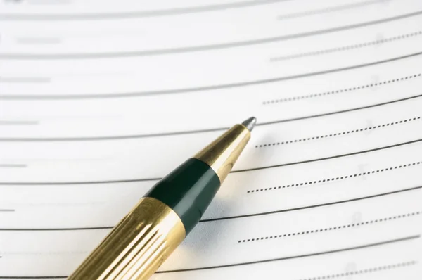 Ballpoint pen on a personal organizer — Stock Photo, Image