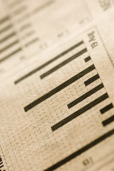 Bar graph on a financial newspaper — Stock Photo, Image