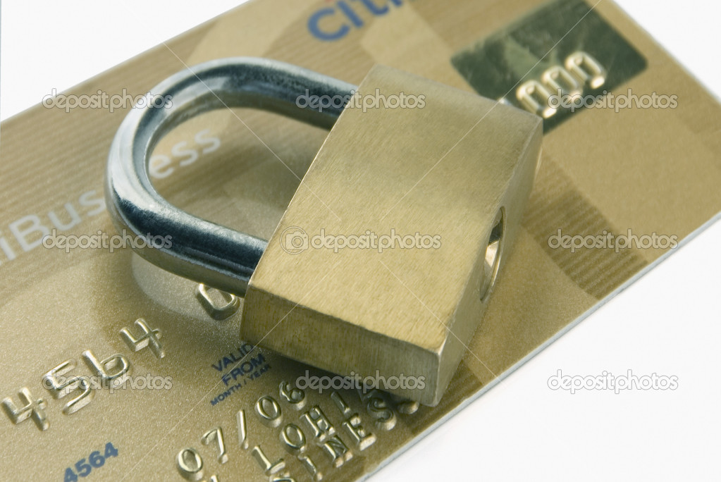 Credit card with a padlock