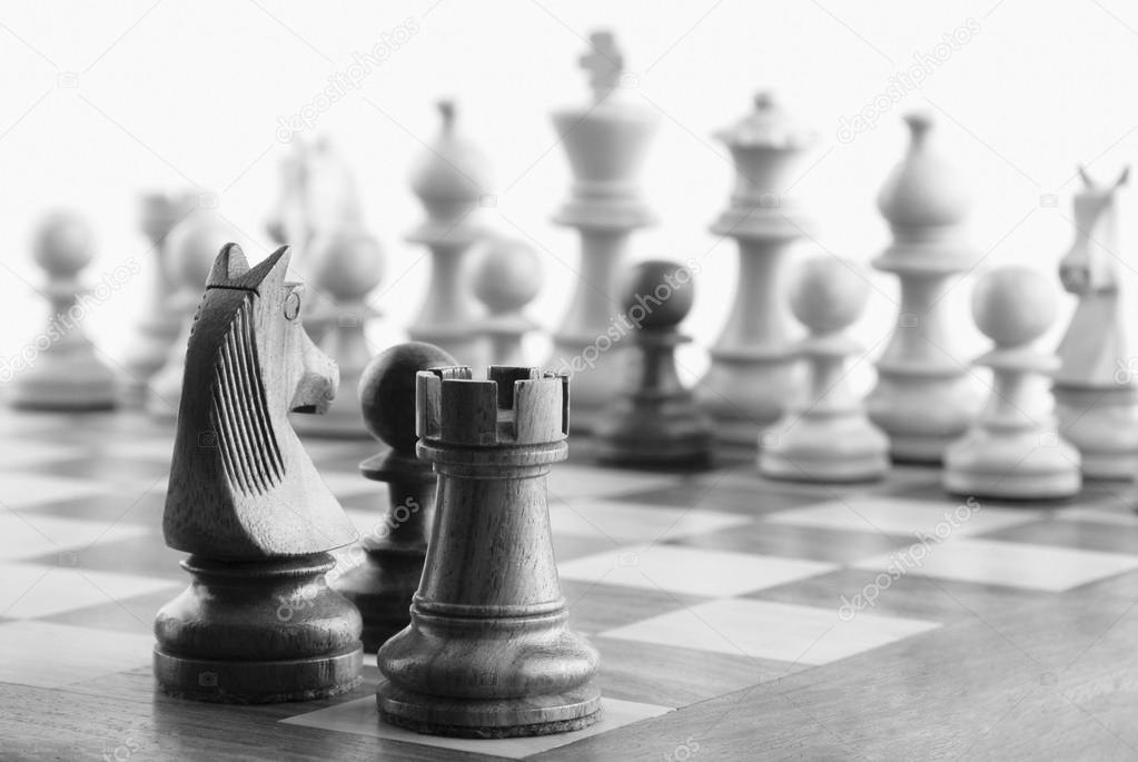 Chess pieces on a chessboard