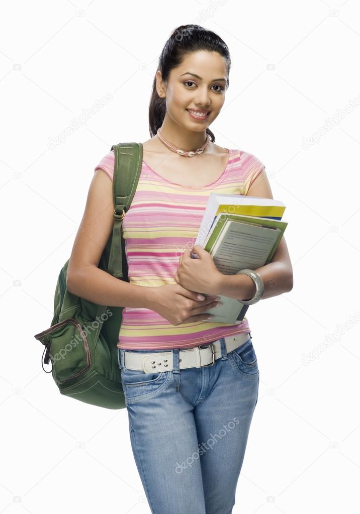 Student holding files