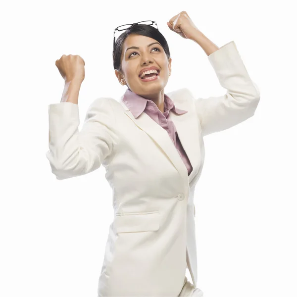 Businesswoman exclaiming with joy — Stock Photo, Image