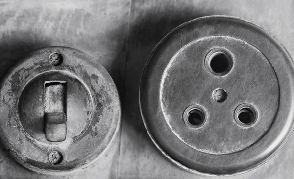 Old light switches and sockets — Stock Photo, Image