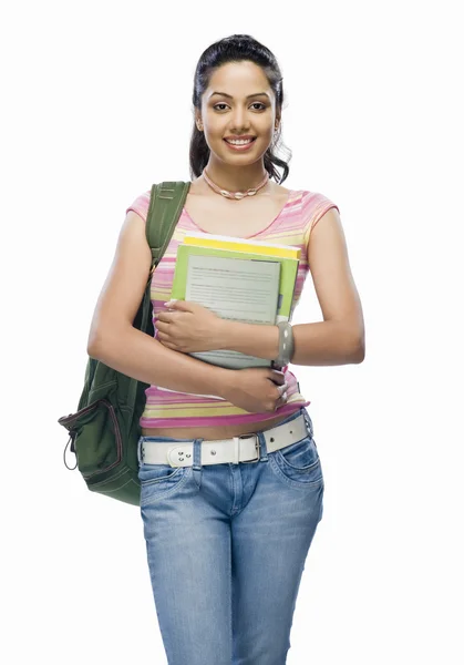 Student holding files — Stock Photo, Image