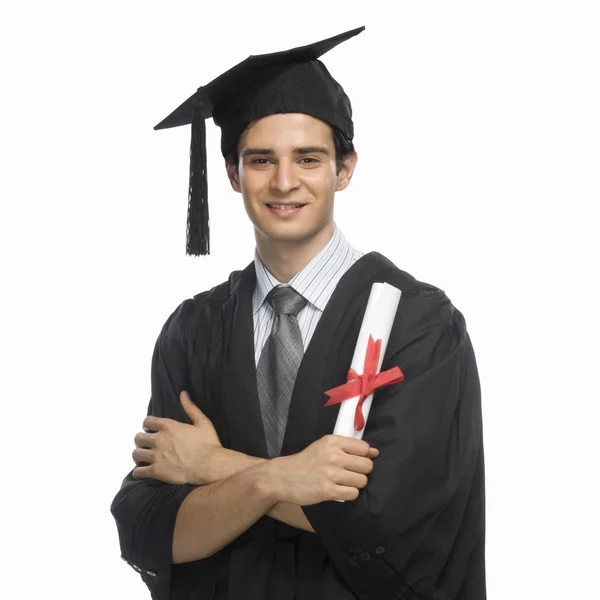 Graduate holding his diploma — Stock Photo, Image