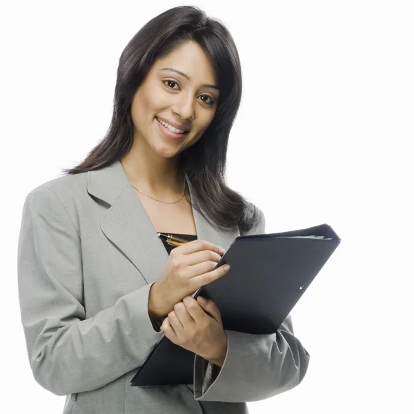 Businesswoman holding a file — Stock Photo, Image