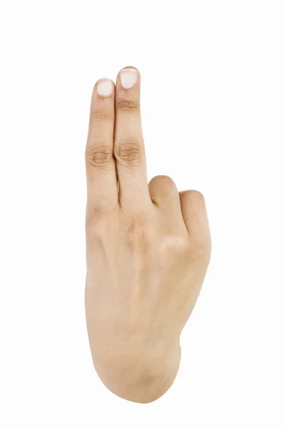 Рука, що показує знак U-алфавіту — стокове фото