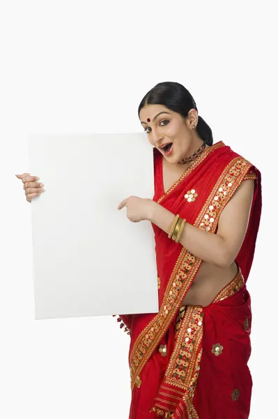 Woman holding a placard — Stock Photo, Image