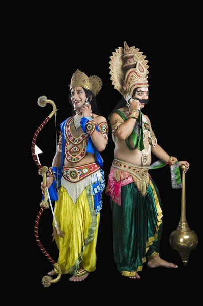 Artists dressed-up as Rama and Ravana — Stock Photo, Image