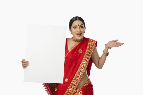 Woman holding a placard — Stock Photo, Image