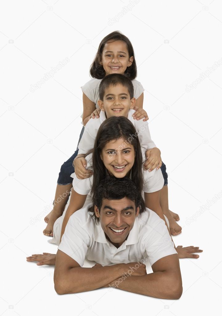 Parents with their children smiling