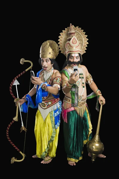 Artists dressed-up as Rama and Ravana — Stock Photo, Image