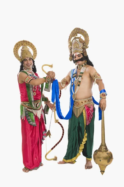 Artists dressed-up as Rama and Ravana — Stock Photo, Image