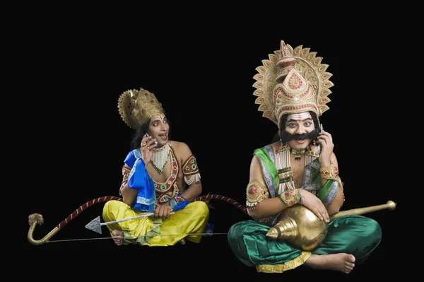 Artists dressed-up as Rama and Ravana — Stock Photo, Image