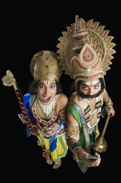 Artists dressed-up as Rama and Ravana — Stock Photo, Image