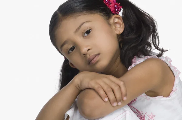 Girl with her arms crossed — Stock Photo, Image