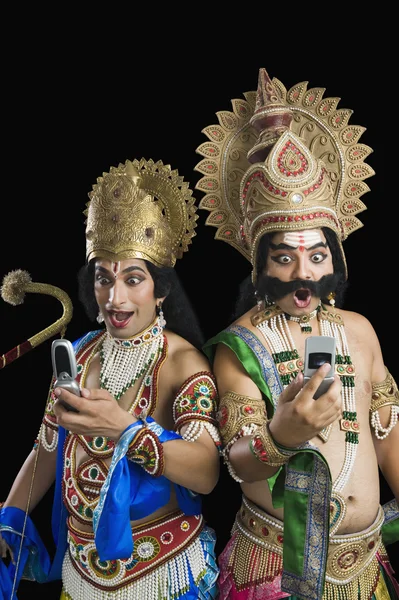 Artists dressed-up as Rama and Ravana — Stock Photo, Image