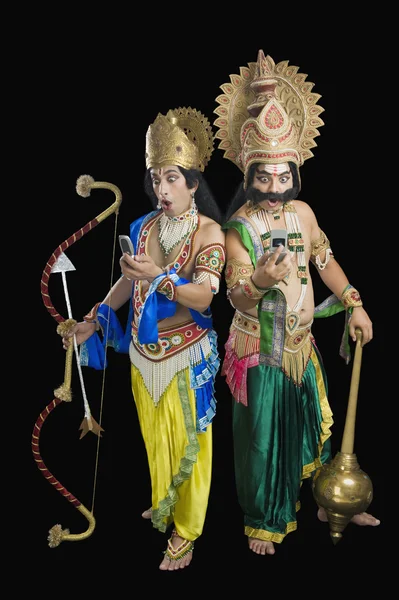 Artists dressed-up as Rama and Ravana — Stock Photo, Image