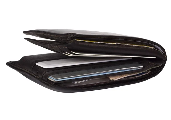 Крупним планом шкіряний гаманець — стокове фото