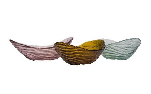 Close-up of three scallop bowls — Stock Photo, Image