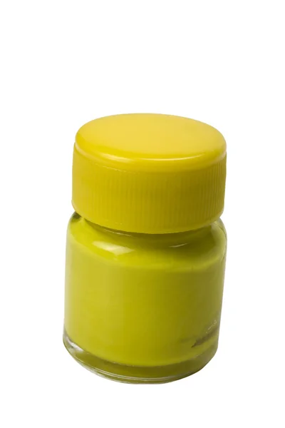 Close-up van een gele aquarel fles — Stockfoto