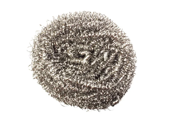 Close-up van een roestvrij staal wassen pad — Stockfoto