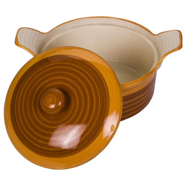 Крупный план керамической чаши с крышкой — стоковое фото