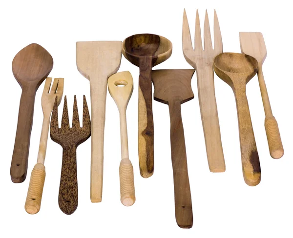 Close-up of assorted wooden kitchen utensils — Stock Photo, Image