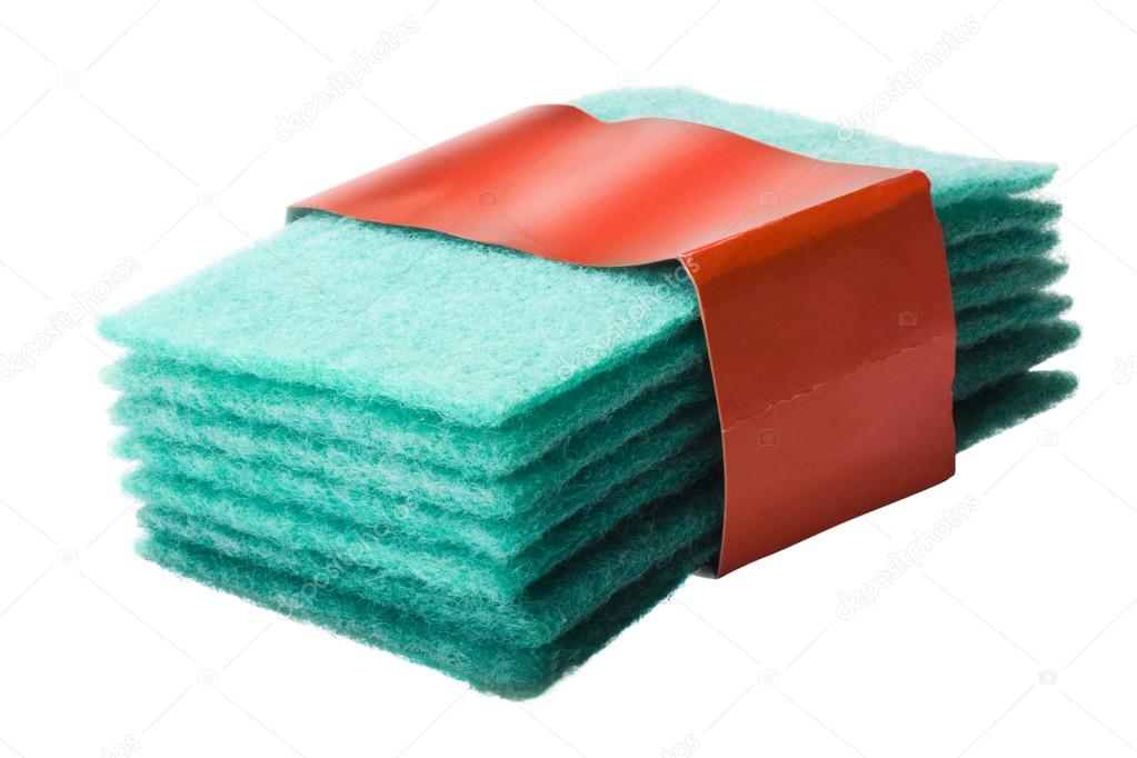 Close-up of a stack of scouring pads