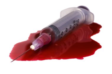 bir şırınga ile kan