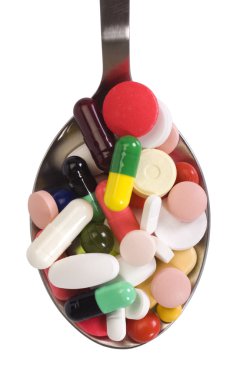 bir kaşık hapları tam bir close-up