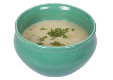 Bir kase çorbanın yakın çekimi.