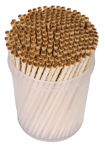 Close-up of toothpicks in a container — Stock Photo, Image