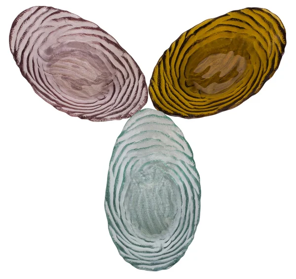 Close-up of three scallop bowls — Stock Photo, Image