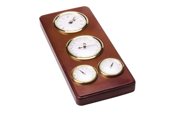 Clock with thermometer hygrometer and barometer — Stock Photo, Image