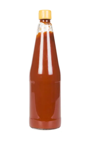 Primer plano de una botella de salsa de tomate — Foto de Stock