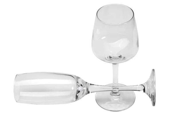 Close-up of an empty wine glass and a champagne flute — Stock Photo, Image