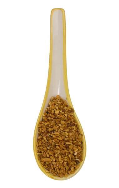 Close-up of spoon full of oat flakes — Stock Photo, Image