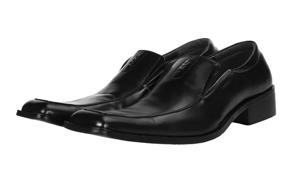 Paar zwart lederen schoenen — Stockfoto